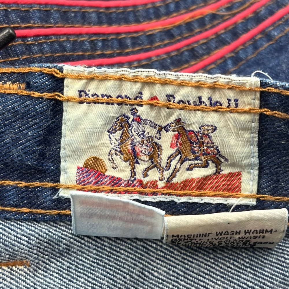 Vintage Diamond Double U Jeans Dark Wash Red Contrast Stitch Denim 30x31 - Picture 4 of 9